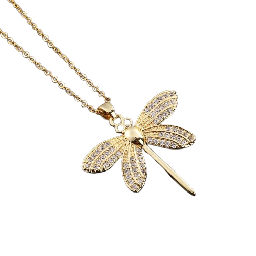 Golden Dragonfly Necklace