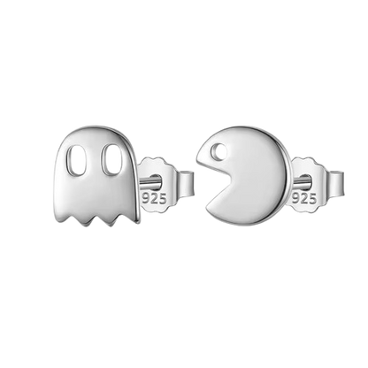 S925 Pac-Man Stud Earrings