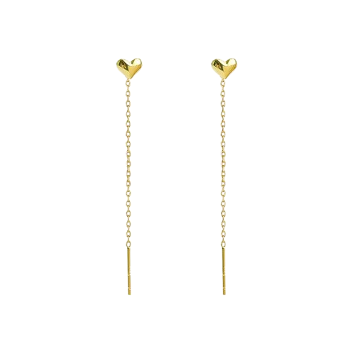 S925 Heart Chain Earrings